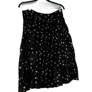 Epik Woman's pleater black floral midi sz XL skirt brown maroon white business